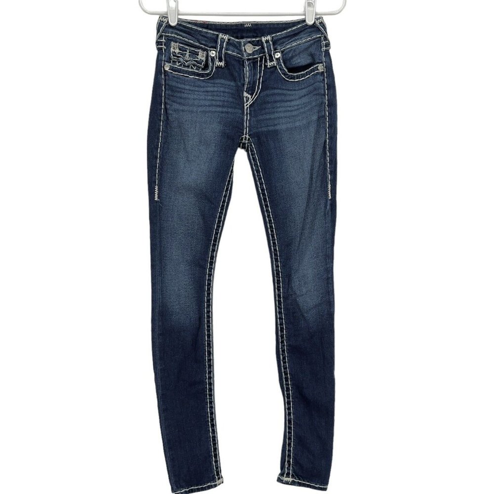 True Religion Women's Jeans Size 25 Flap Pockets Skinny Curvy Stretch Low Rise